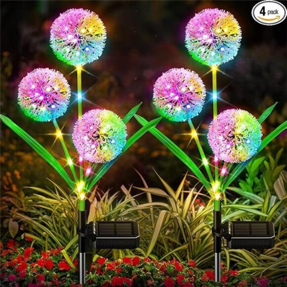 Colorful Dandelion Flower Light Bright Solar Lights with 36 LED 4 Pack - Picture 8 of 8